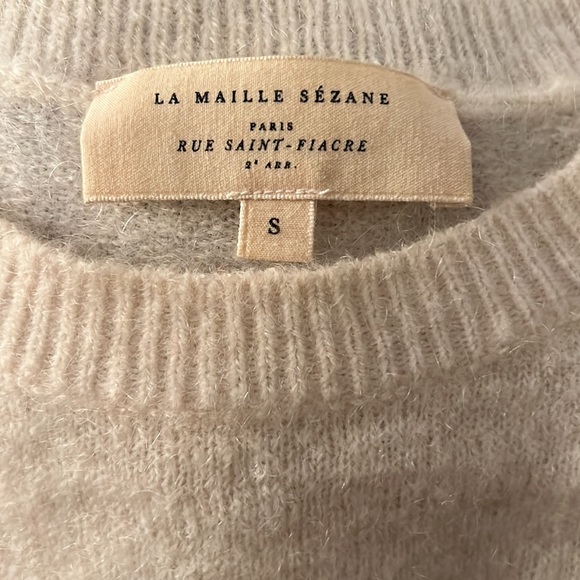 Sezane Vladimir Jumper - white & maroon - size S - Picture 3 of 4